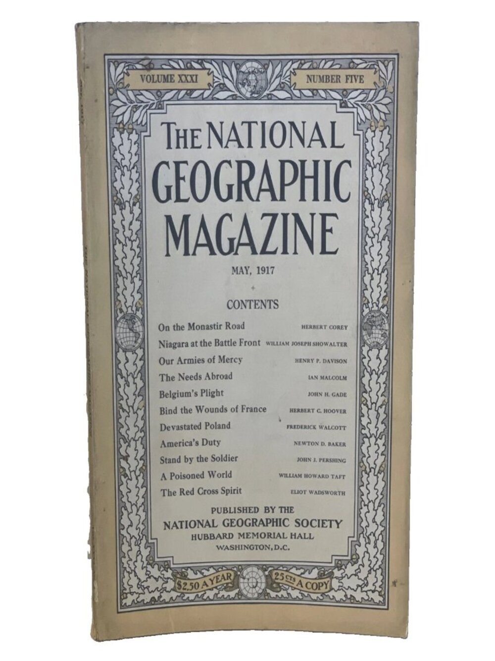National Geographic May 1917 Vol 31 No 5 Monastir Road Gen Pershing WWI Mag